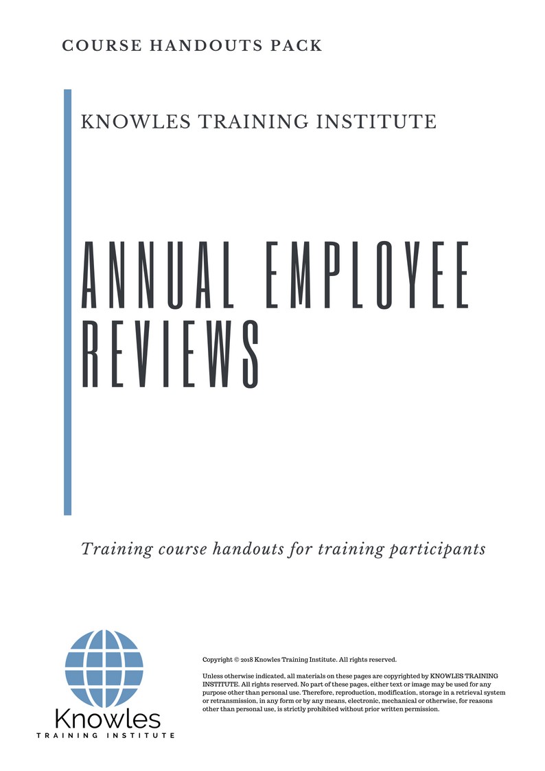 Annual Employee Reviews Course in Netherlands Handouts