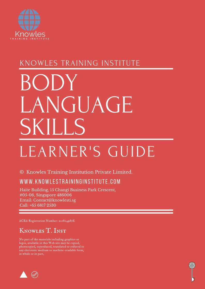 Body Language Skills Training Course in Netherlands Learner_s Guide