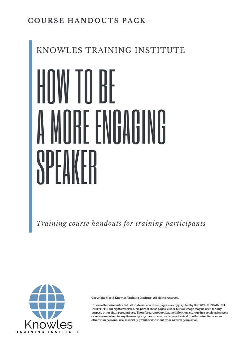 Course Handouts For How To Be A More Engaging Speaker Course in Netherlands