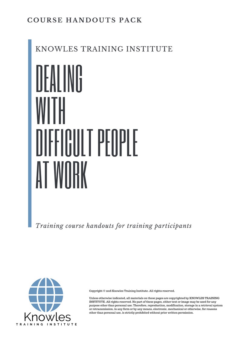 Dealing With Difficult People At Work Course in Netherlands Handouts