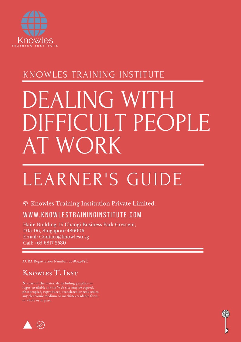 Dealing With Difficult People At Work Course in Netherlands Learner’s Guide