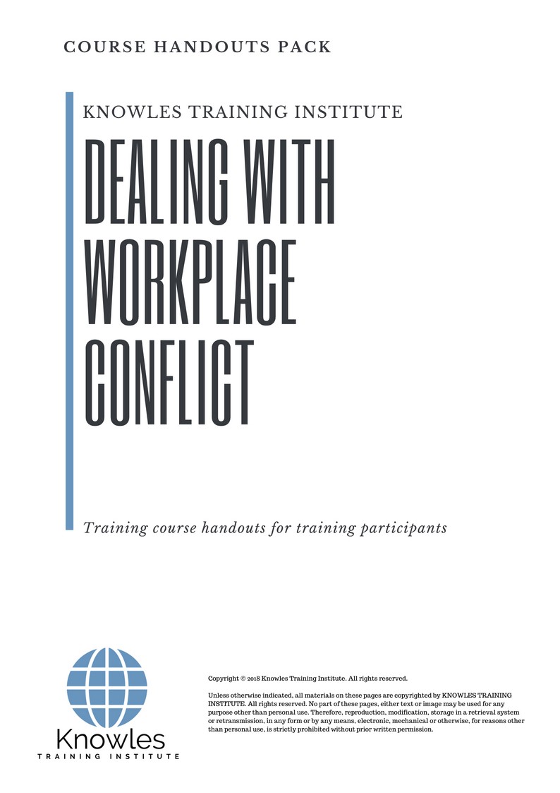 Dealing With Workplace Conflict Course in Netherlands Handouts