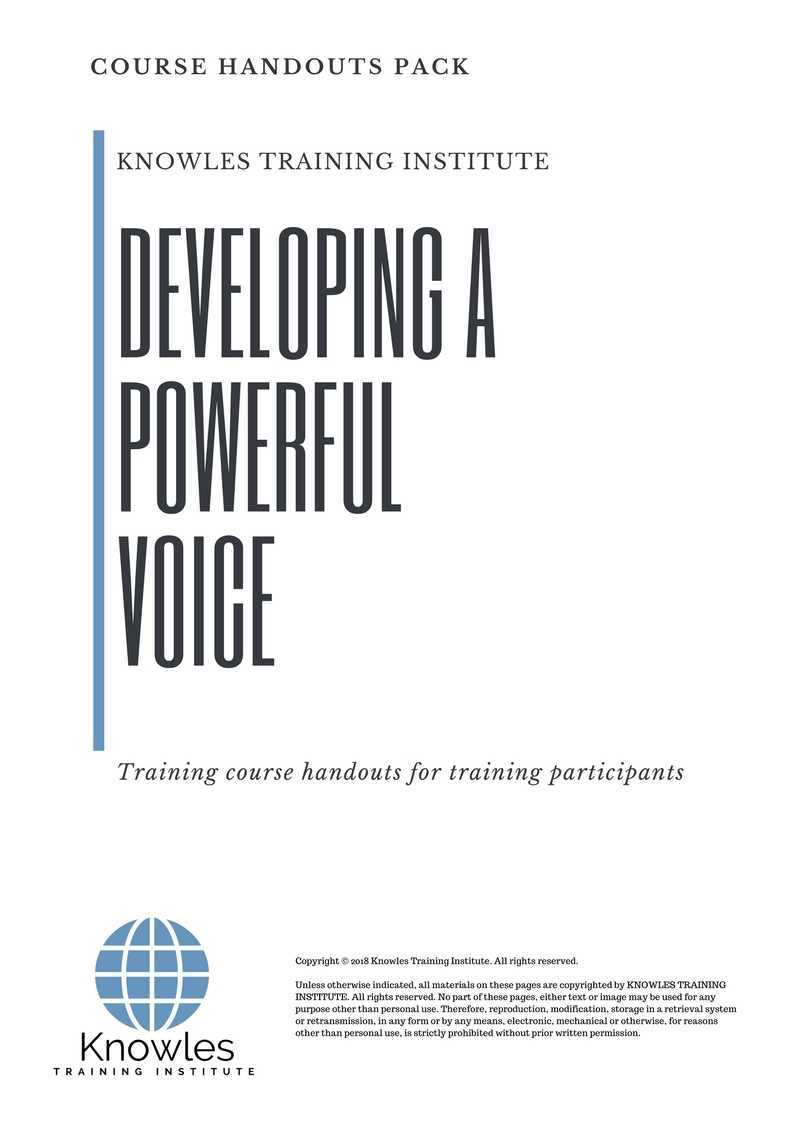 Developing A Powerful Voice Training Course in Netherlands Handouts