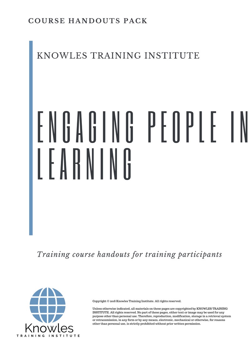Engaging People In Learning Course in Netherlands Handouts