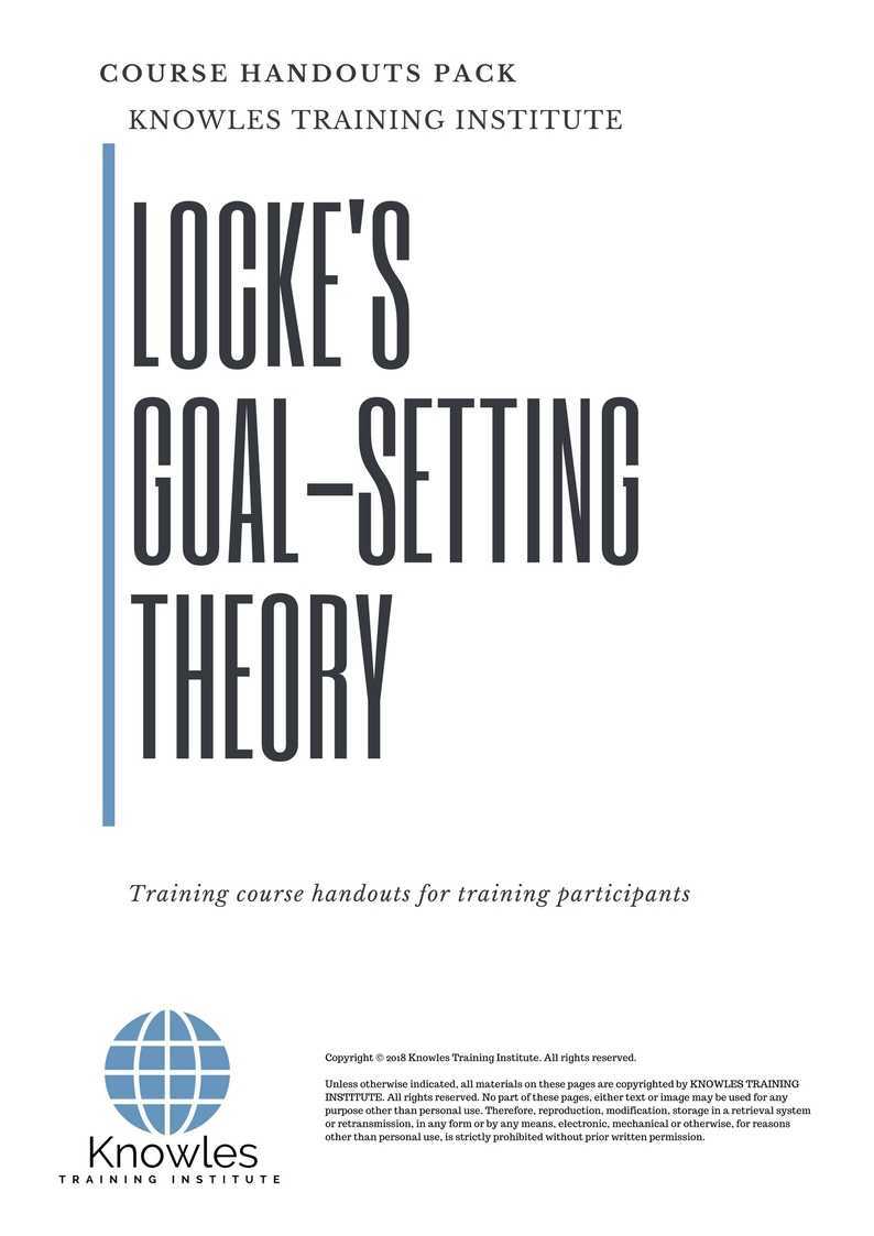 Locke’S Goal-Setting Theory Training Course in Netherlands Handouts