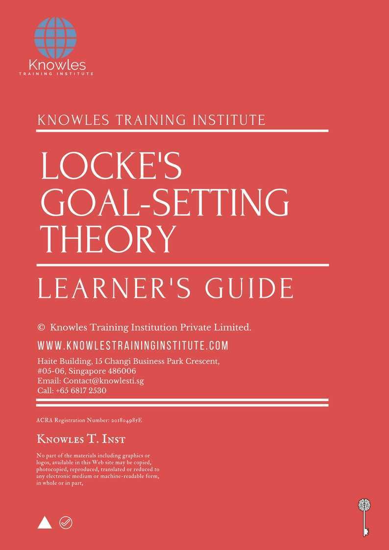 Locke’S Goal-Setting Theory Training Course in Netherlands Learner_s Guide