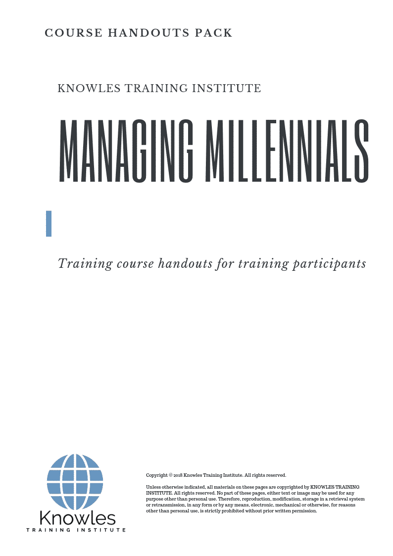 Managing Millennials Course in Netherlands Handouts