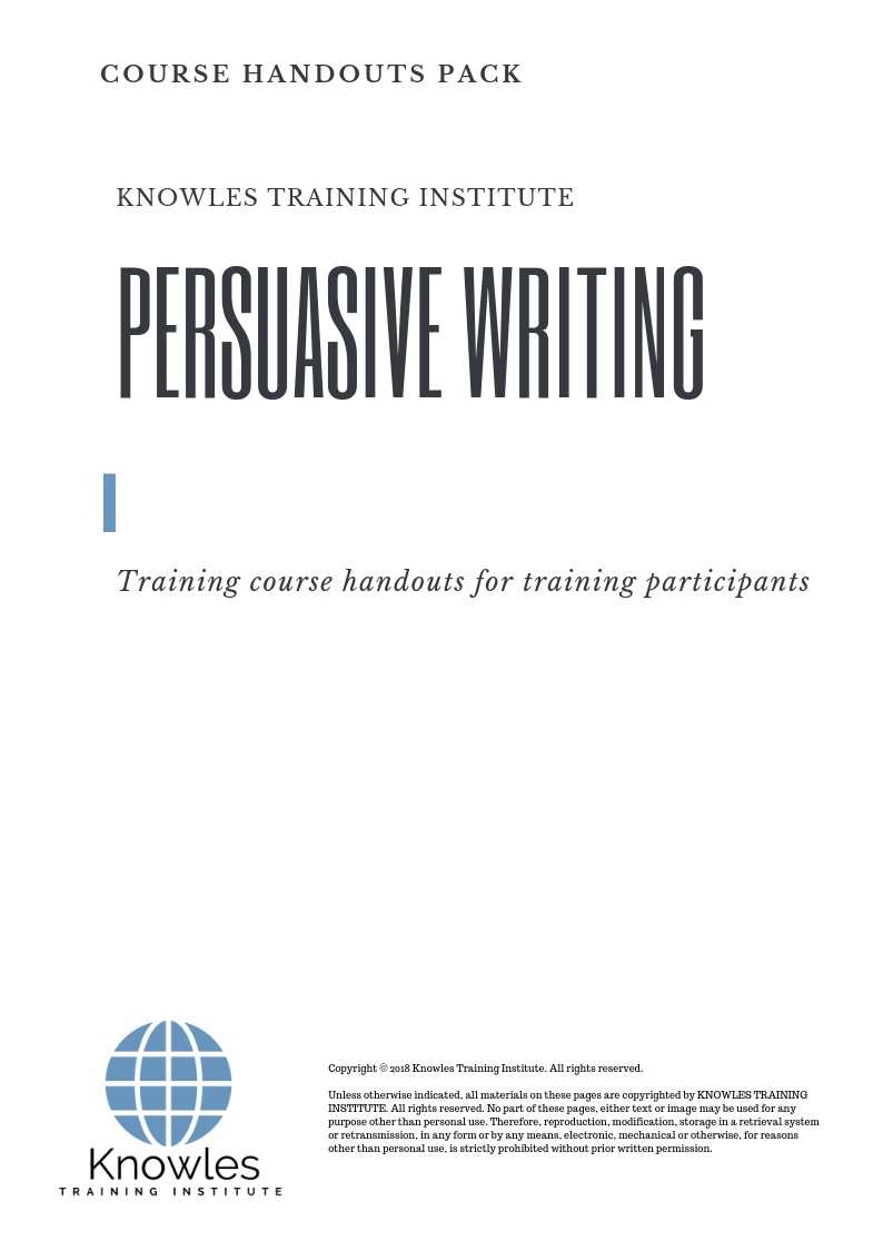 Persuasive Writing Course in Netherlands Handouts