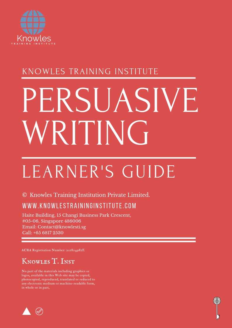 Persuasive Writing Course in Netherlands Learner_s Guide