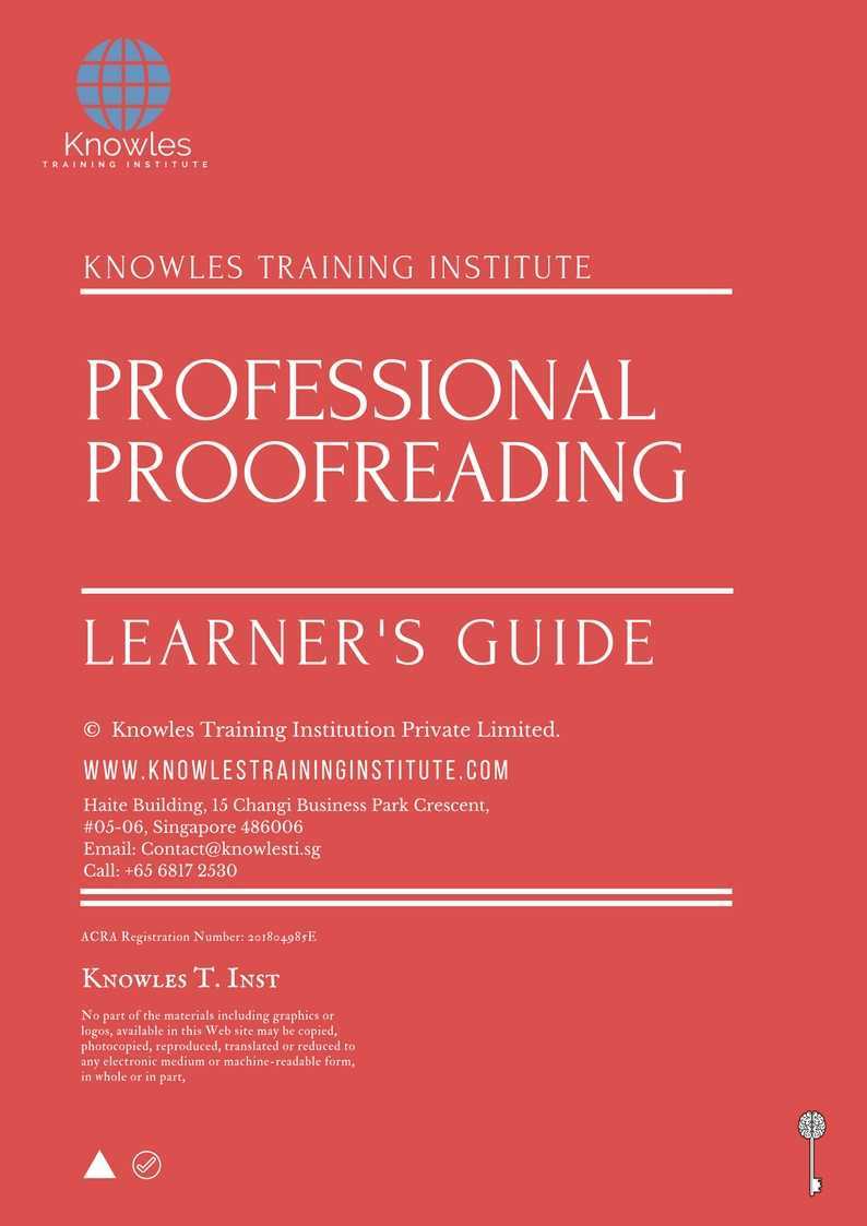 Professional Proofreading Training Course in Netherlands Learner_s Guide