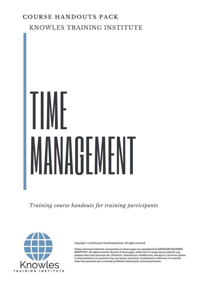 Time Management Training Course in Netherlands Handouts