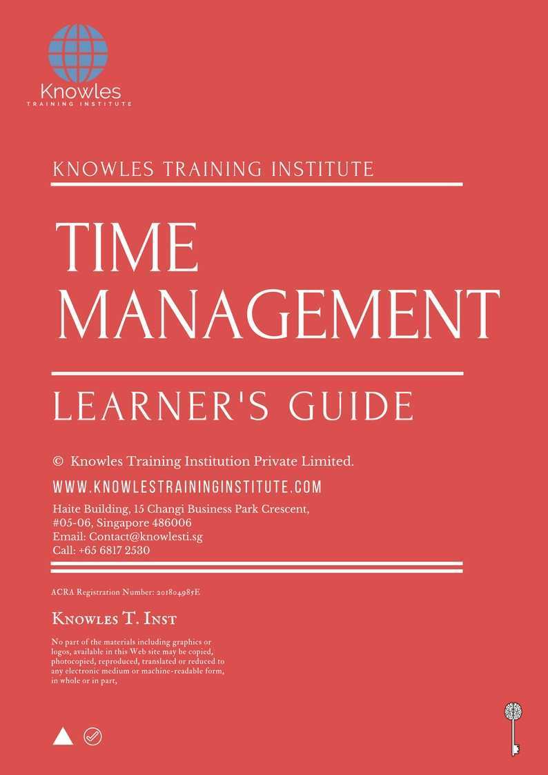 Time Management Training Course in Netherlands Learner_s Guide