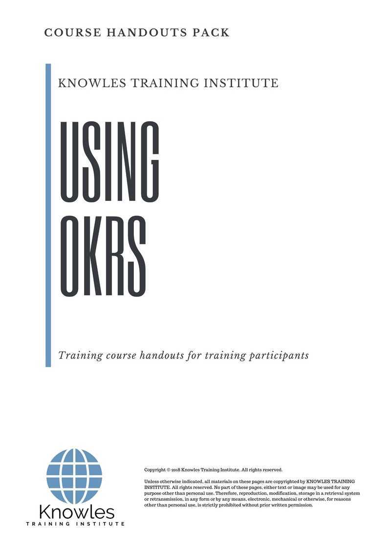 Using Okrs Training Course in Netherlands Handouts