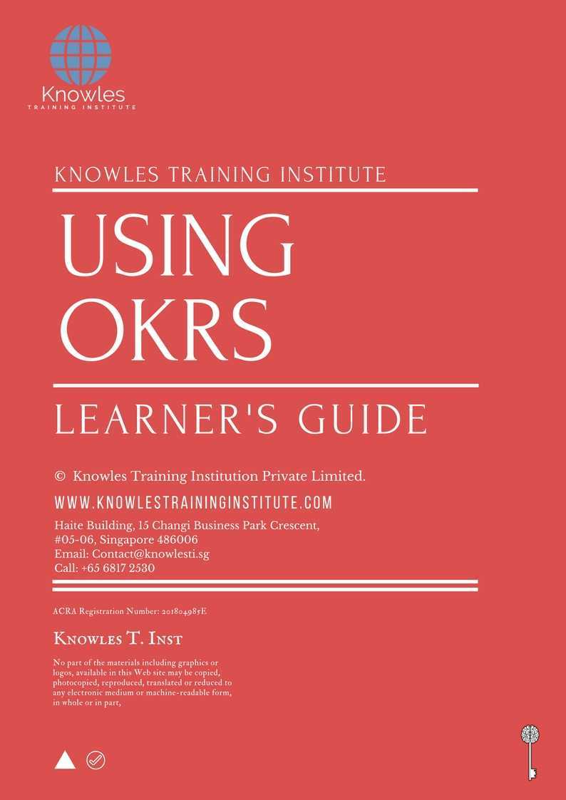 Using Okrs Training Course in Netherlands Learner_s Guide